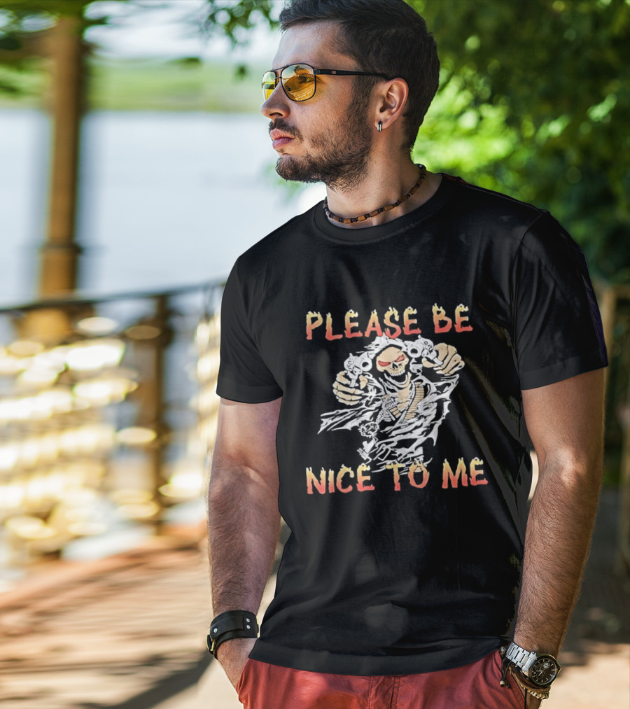 Please Be Nice To Me Skeleton Ghostly Appeal T-Shirt