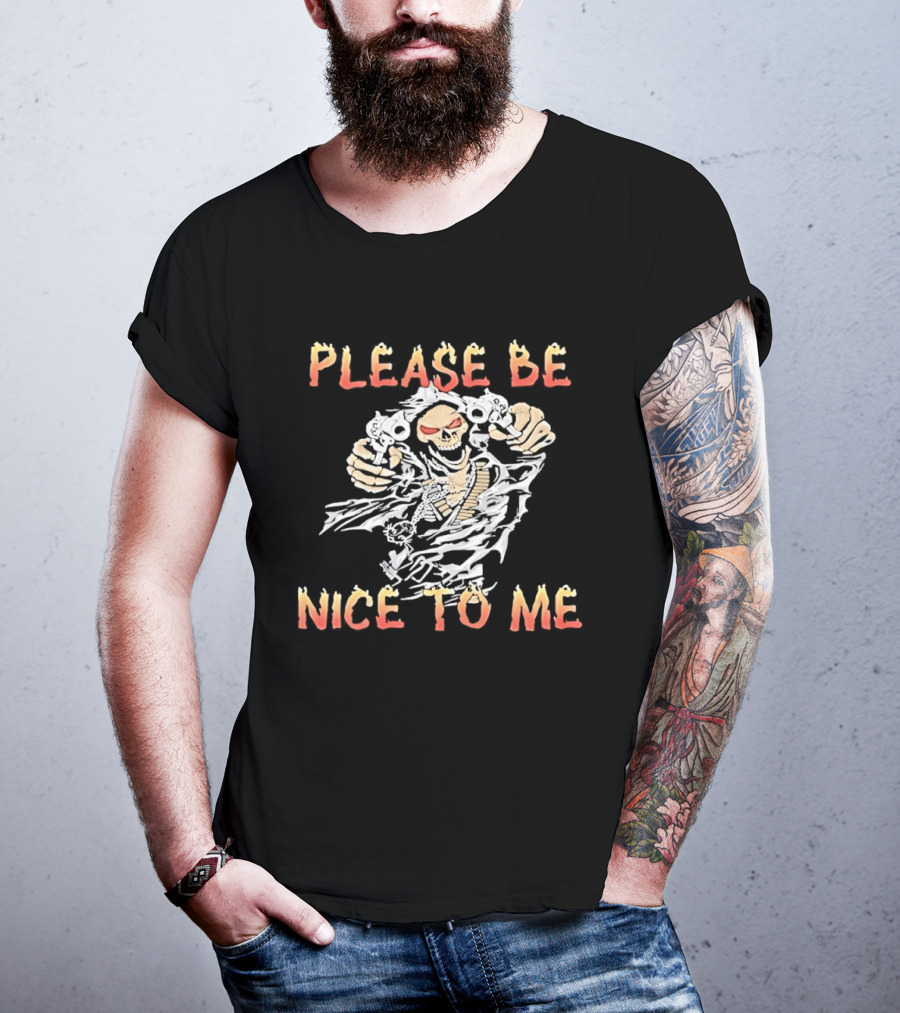 Please Be Nice To Me Skeleton Ghostly Appeal T-Shirt
