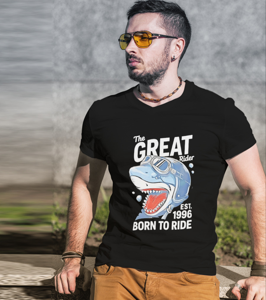 The Great Rider Shark Born To Ride Est. 1996 T-Shirt