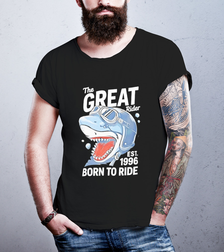 The Great Rider Shark Born To Ride Est. 1996 T-Shirt