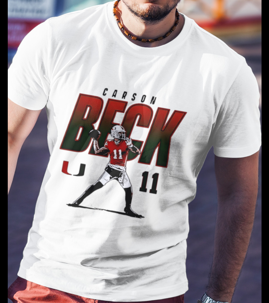 Carson Beck 11 Miami Hurricanes Football NCAA Legends Carrollton Caricature T-Shirt