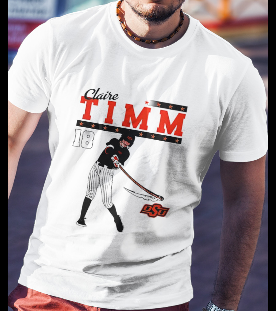 Claire Timm 18 OSU Cowgirls Softball Legend Player Caricature T-Shirt