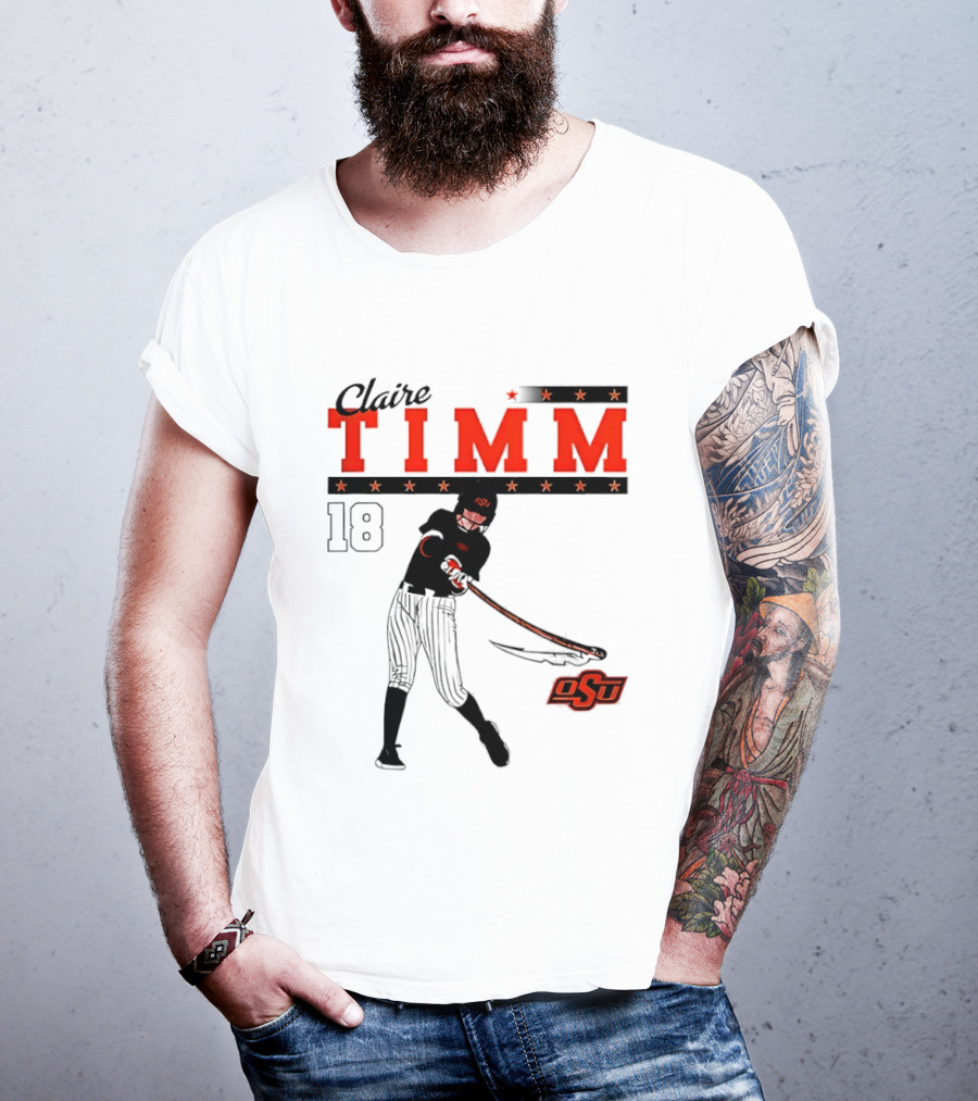 Claire Timm 18 OSU Cowgirls Softball Legend Player Caricature T-Shirt