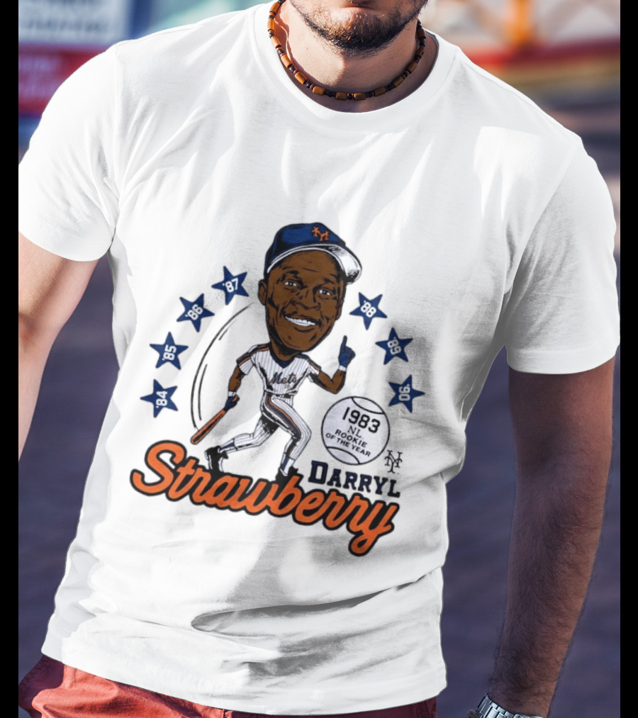 Darryl Strawberry New York Mets 1983 NL Rookie Of The Year Baseball Stars Icon 86 87 88 90 91 95 96 T-Shirt
