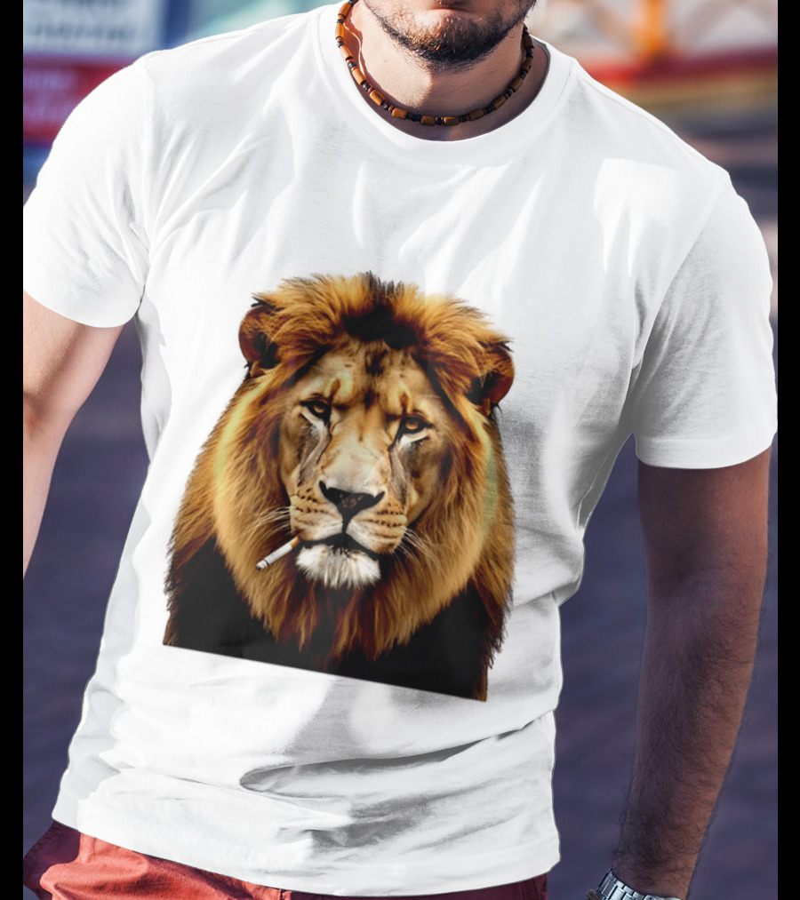 Lion Smoking Cigarette Majestic Wild T-Shirt