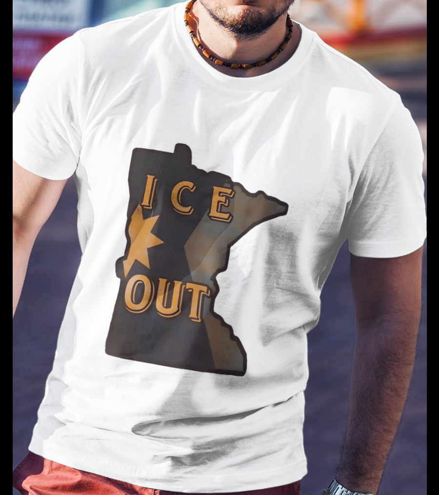 Minnesota Ice Out Bold Graphic State Map T-Shirt
