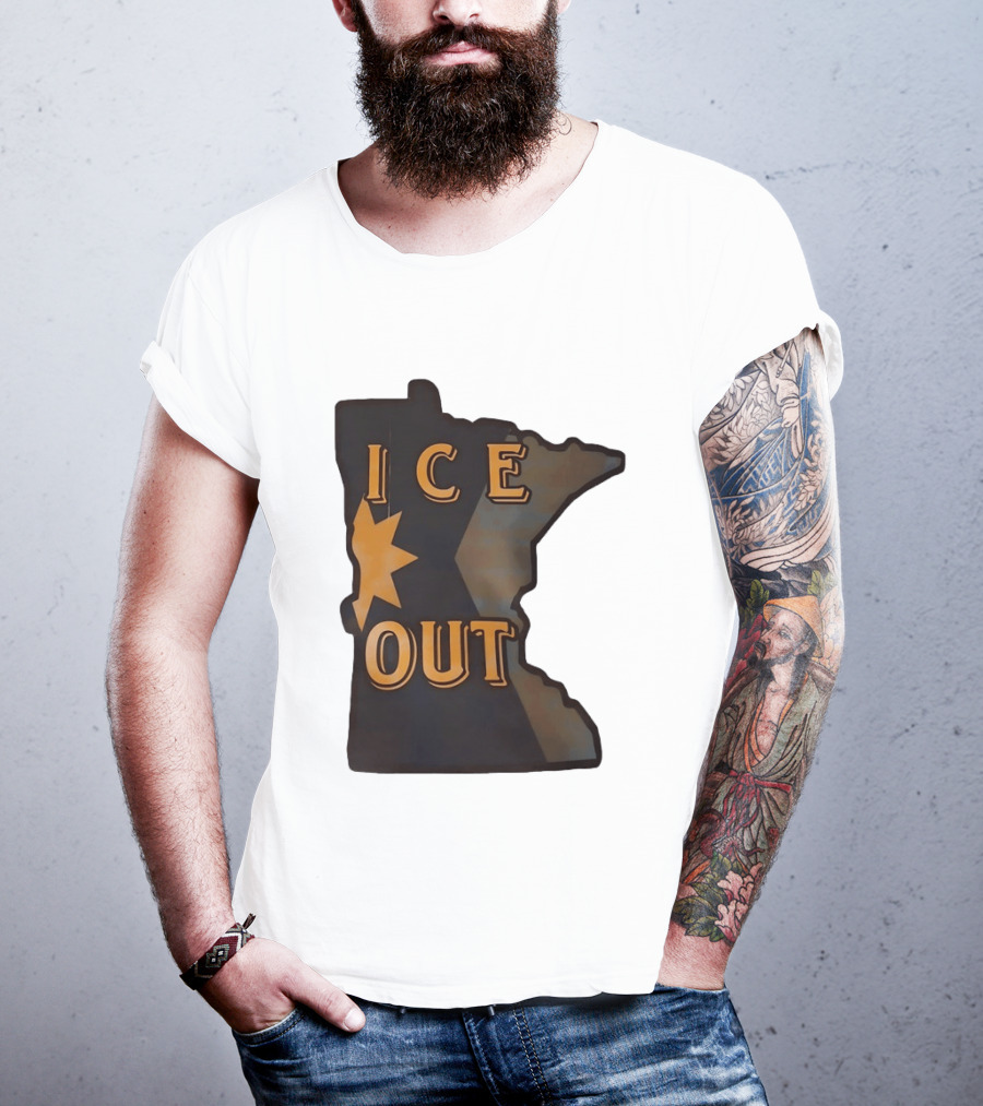 Minnesota Ice Out Bold Graphic State Map T-Shirt
