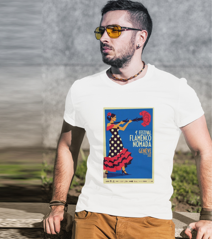 4º Festival Flamenco Nómada Genève 2026 Jan 27 April 26 Flamenco Dancer Polka Dot Dress T-Shirt