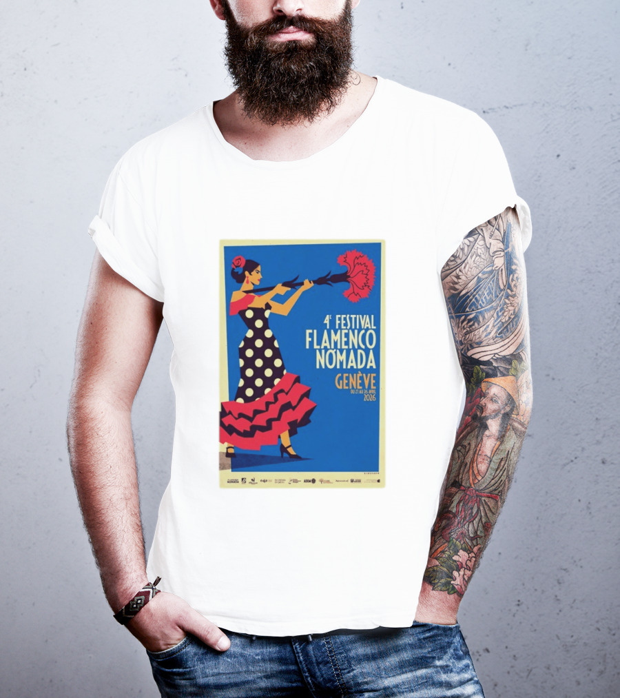 4º Festival Flamenco Nómada Genève 2026 Jan 27 April 26 Flamenco Dancer Polka Dot Dress T-Shirt