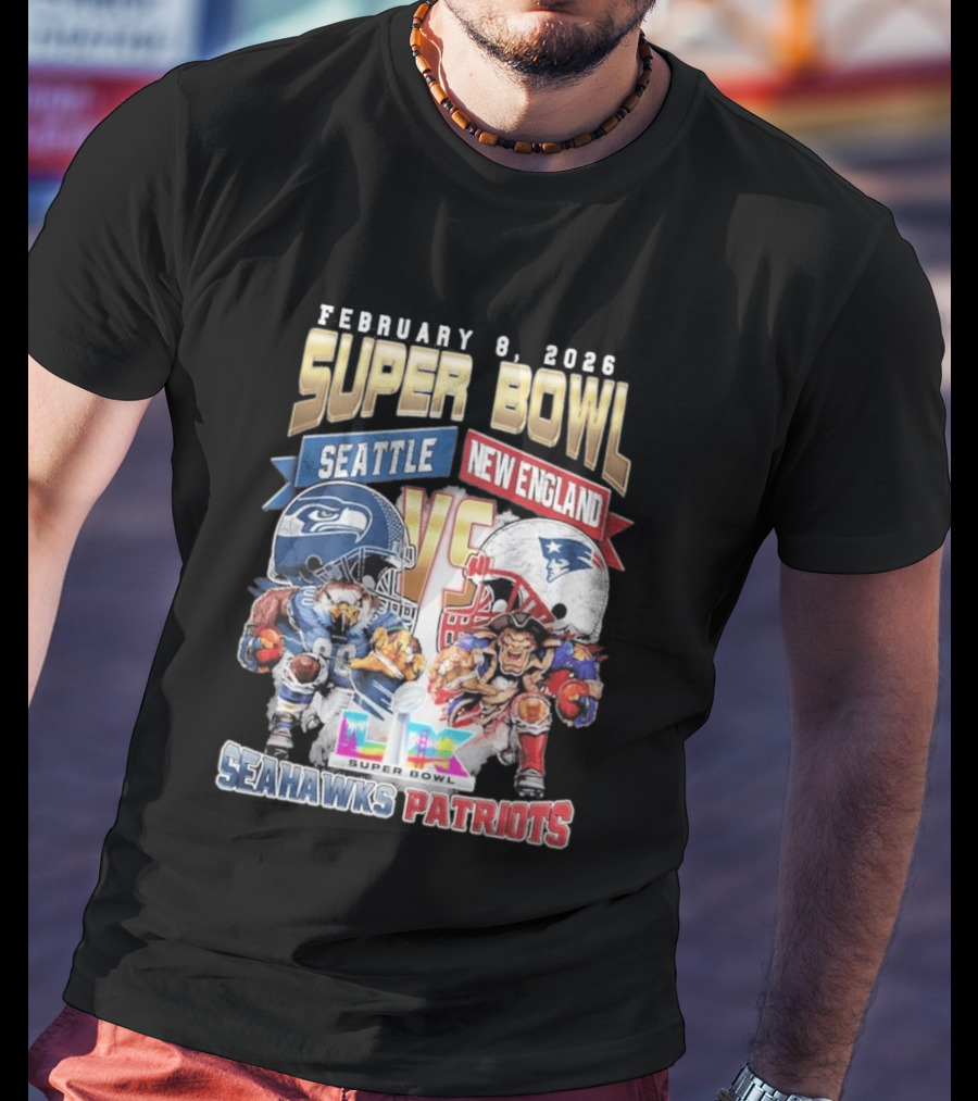 Seahawks Patriots February 8 2026 Super Bowl LX Seattle New England Matchup T-Shirt