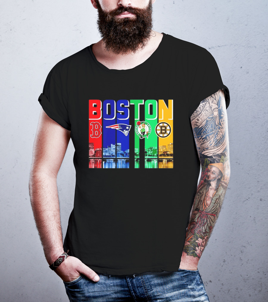 Boston Red Sox New England Patriots Celtics Bruins Mashup Sports Boston T-Shirt