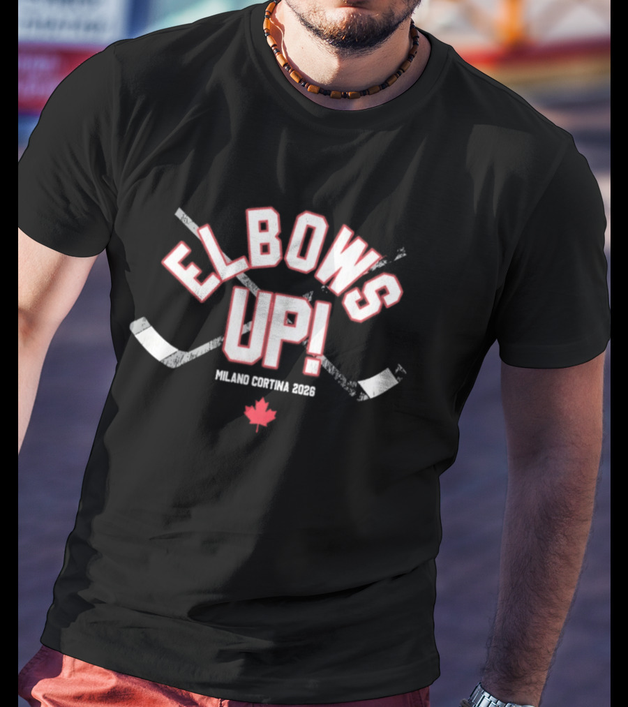 Elbows Up Hockey Canada Maple Leaf Milano Cortina 2026 T-Shirt