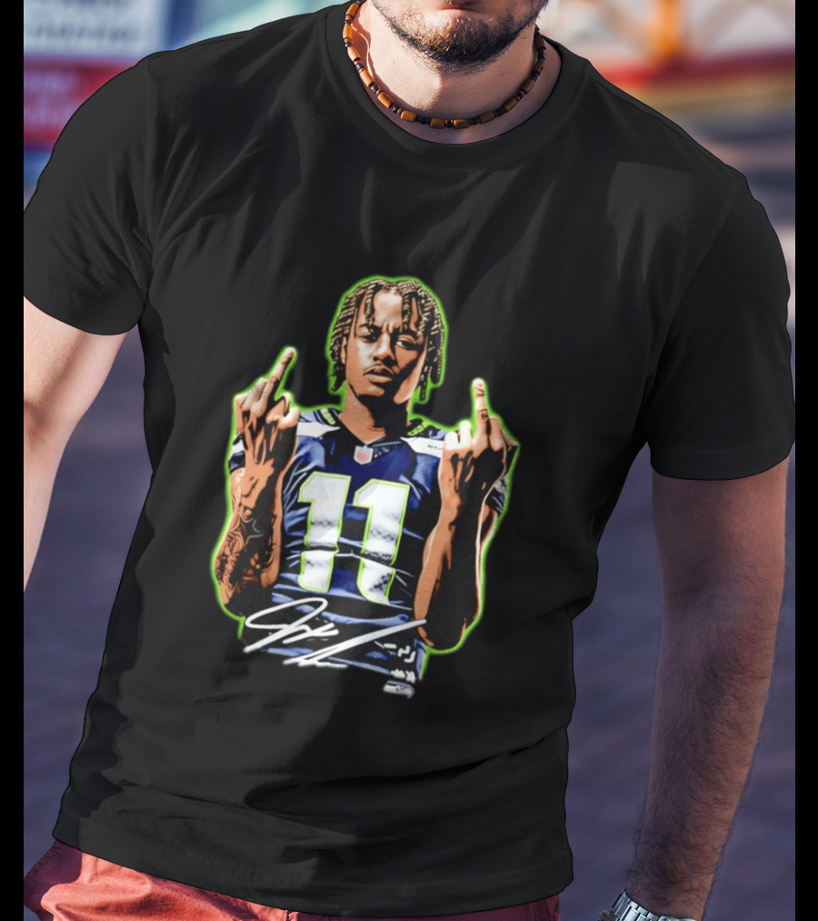 Jaxon Smith Njigba Seattle Seahawks 11 Middle Finger Gesture T-Shirt
