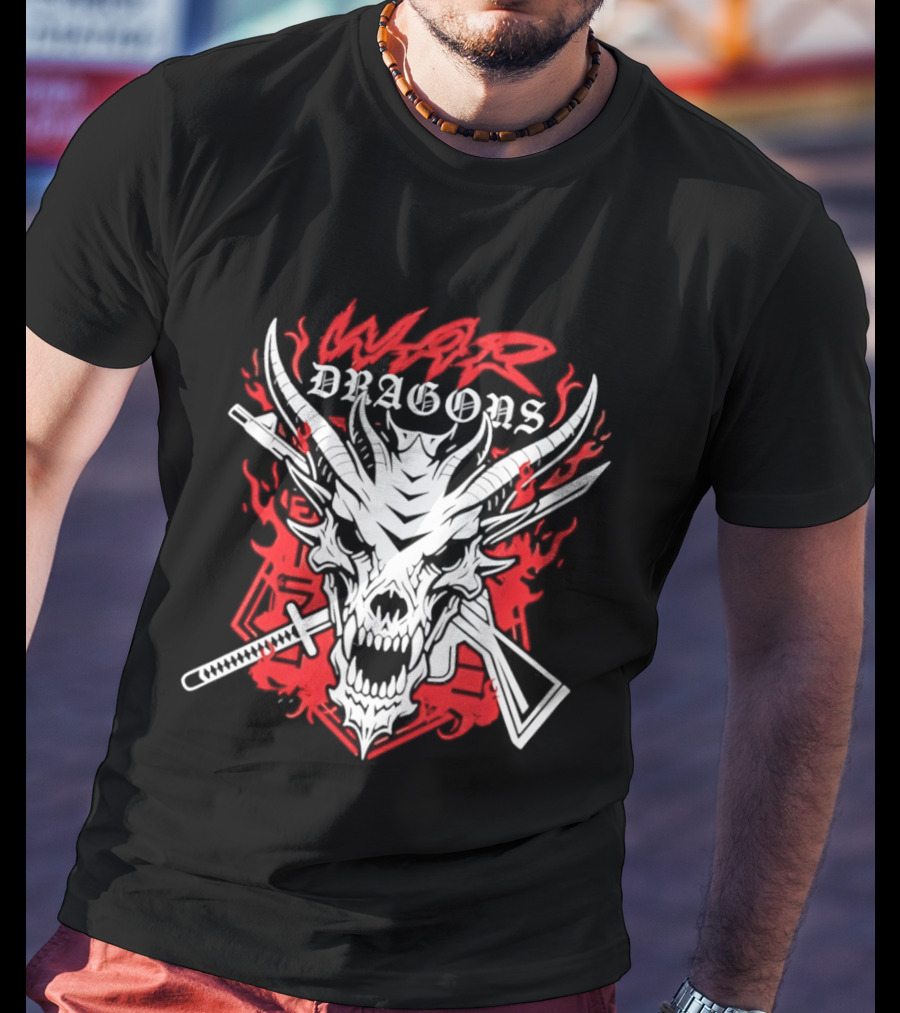 Shingo Takagi Drilla Maloney War Dragons White Skull Red Flames T-Shirt