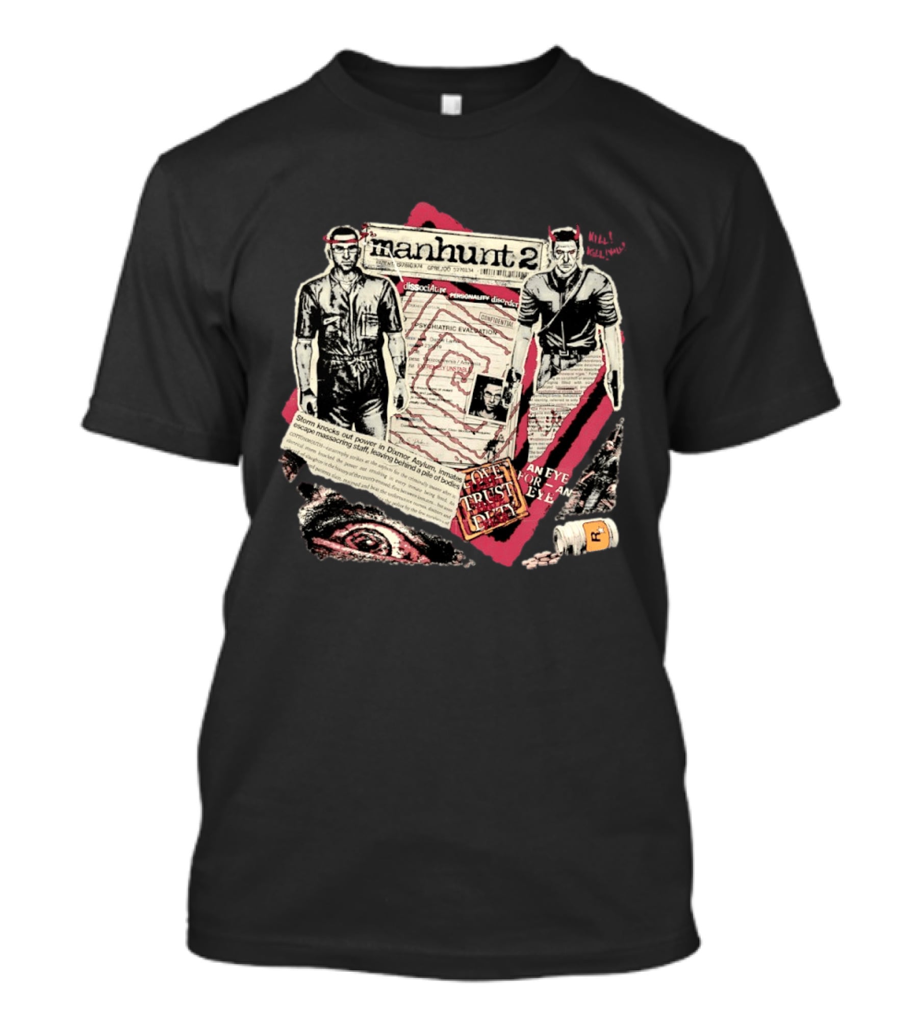 Manhunt 2 Psychiatric Evaluation Trust Cover Fragment Dissociative Identity An Eye For An Eye T-Shirt