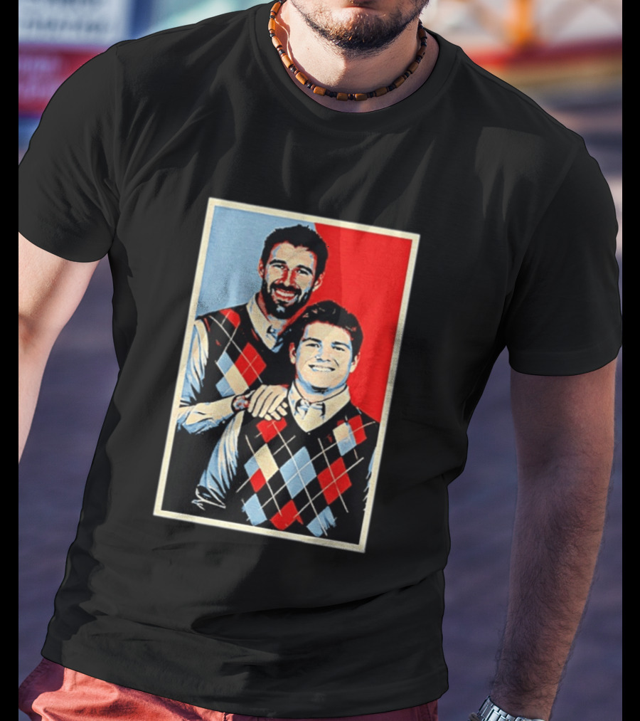 Mike Vrabel Drake Maye New England Patriots Football Hope Iconic Argyle Sweater T-Shirt