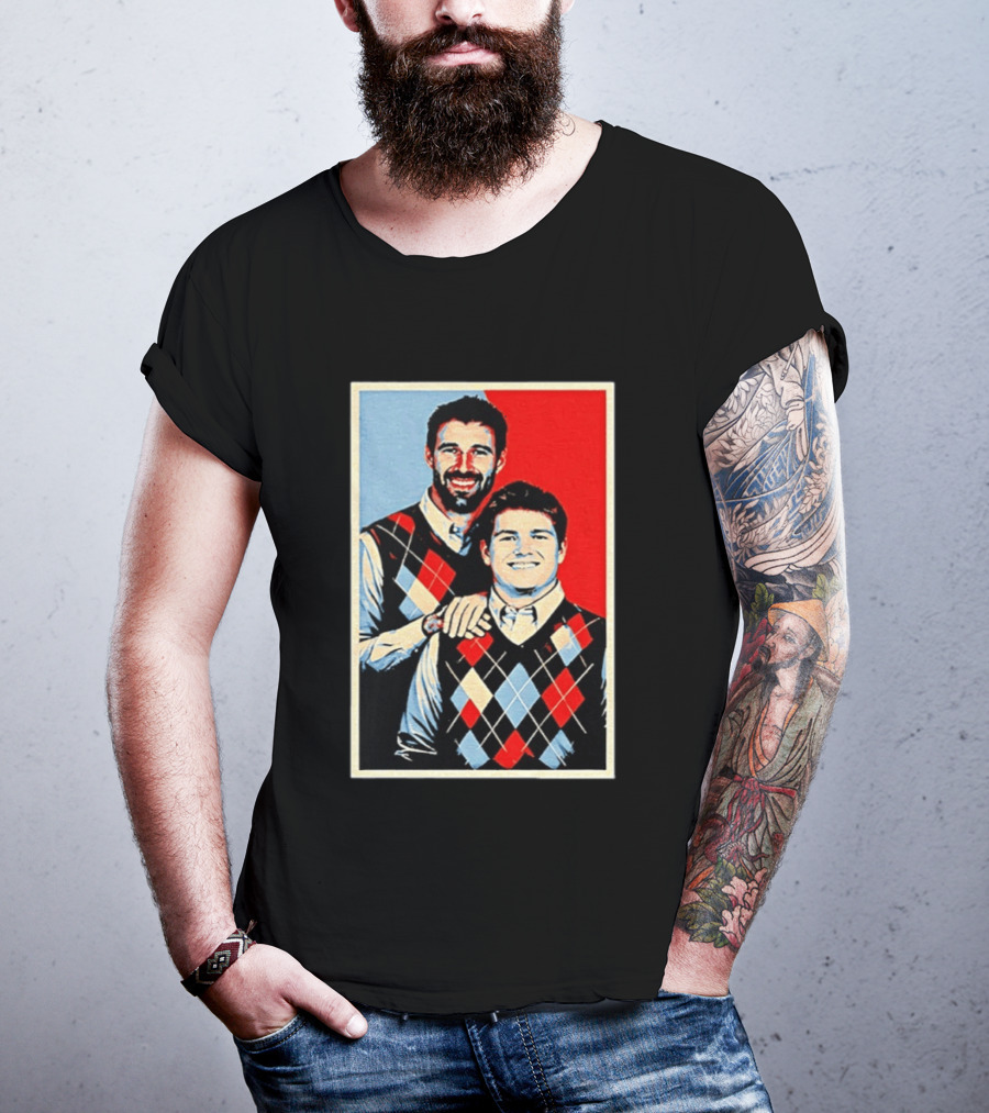 Mike Vrabel Drake Maye New England Patriots Football Hope Iconic Argyle Sweater T-Shirt