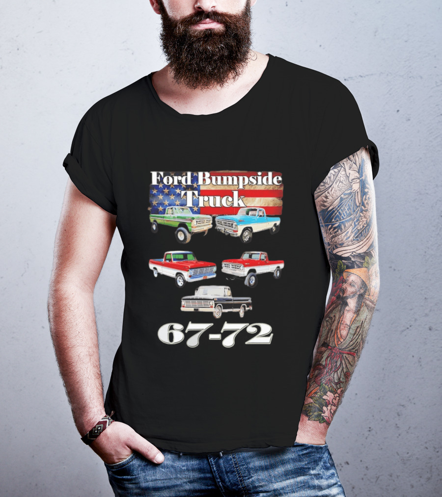 Ford Bumpside Truck 67 72 American Flag Classic Pickup Collection T-Shirt