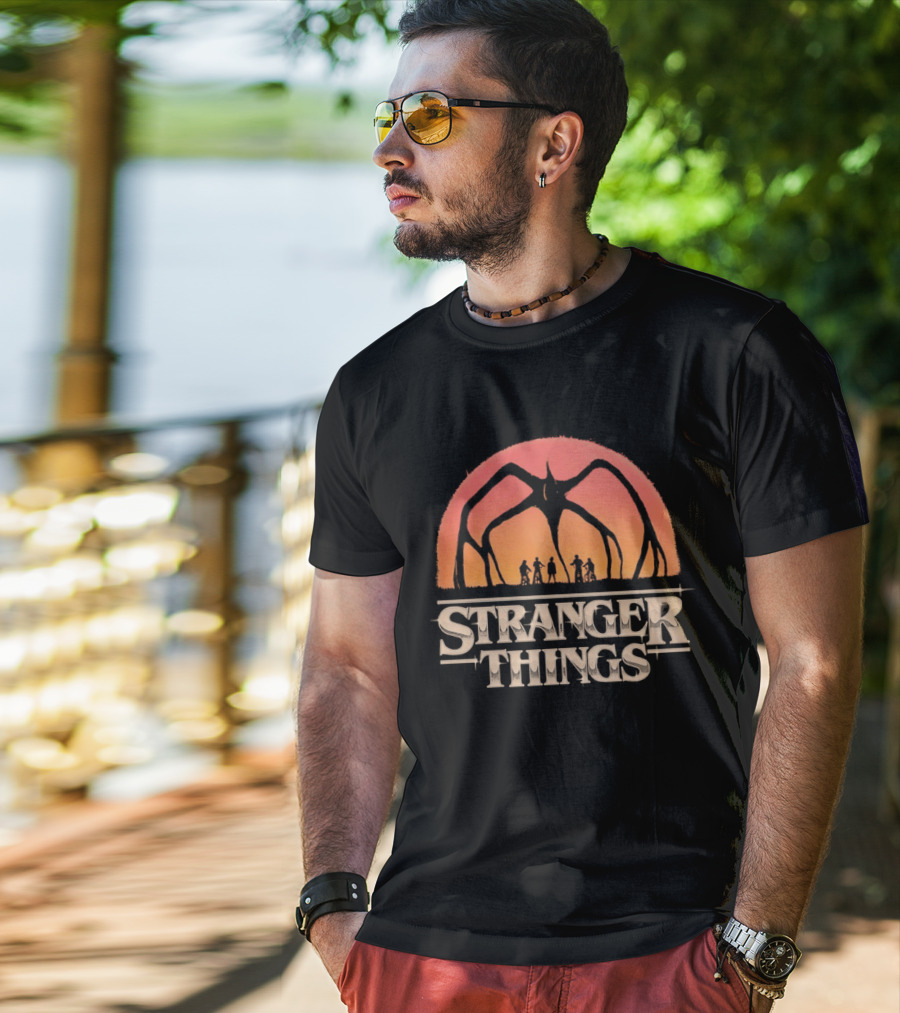 Stranger Things Mind Flayer Sunset Silhouette Scene T-Shirt