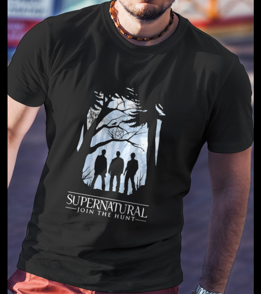 Supernatural Join The Hunt Silhouettes In Forest Scene T-Shirt
