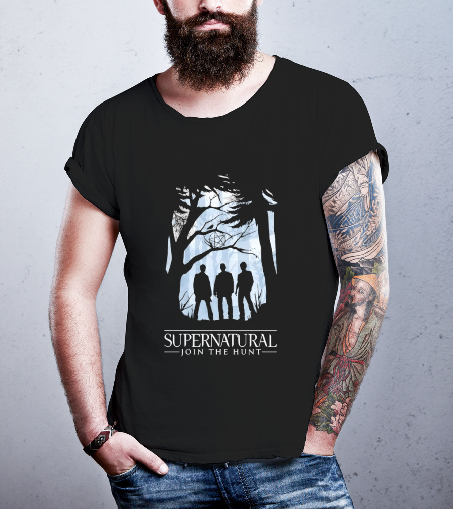 Supernatural Join The Hunt Silhouettes In Forest Scene T-Shirt