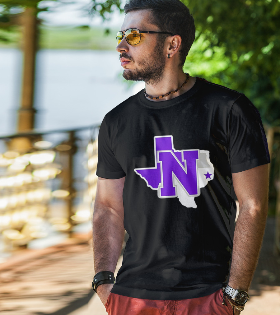 Norton High School Football Texas Map Purple N Star T-Shirt