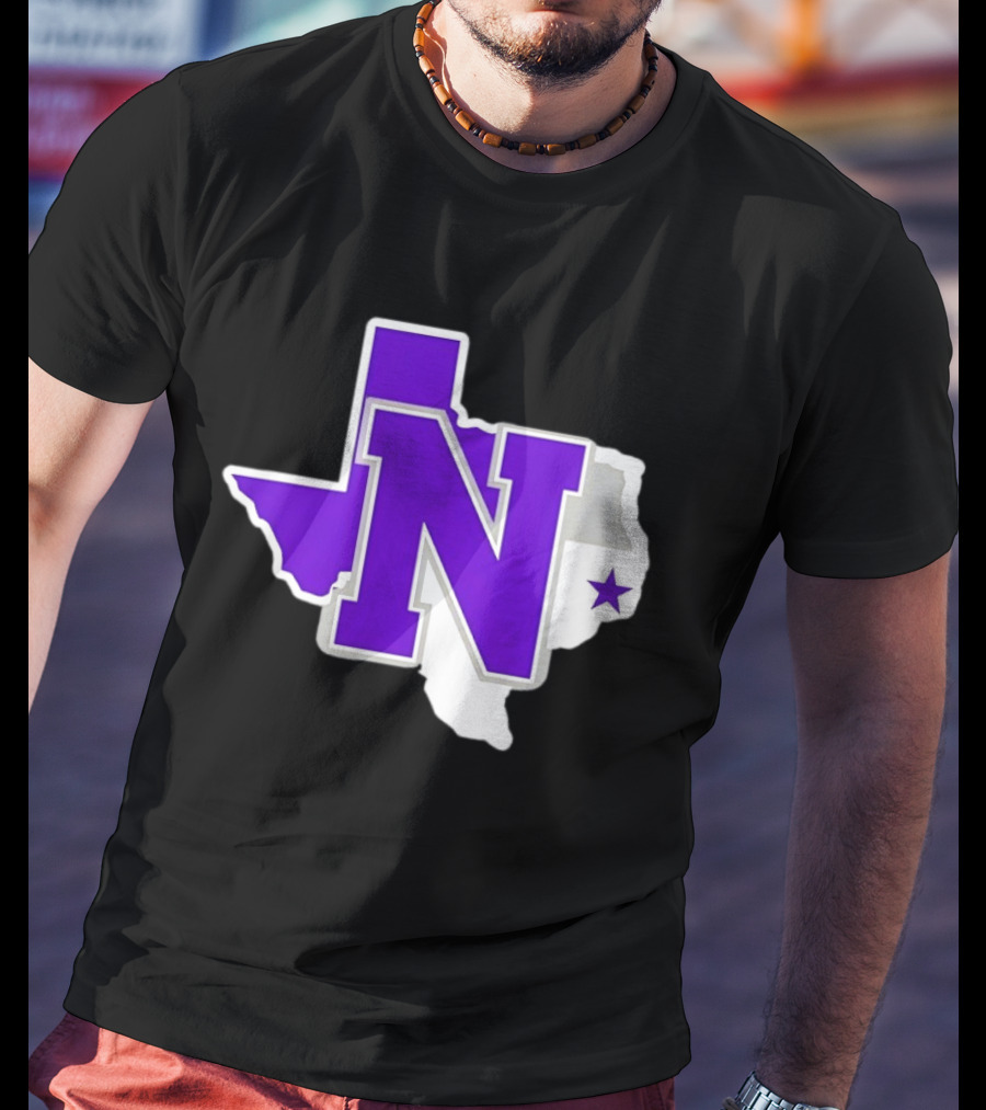 Norton High School Football Texas Map Purple N Star T-Shirt