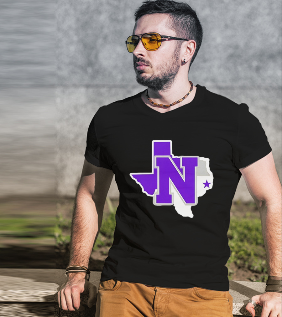 Norton High School Football Texas Map Purple N Star T-Shirt