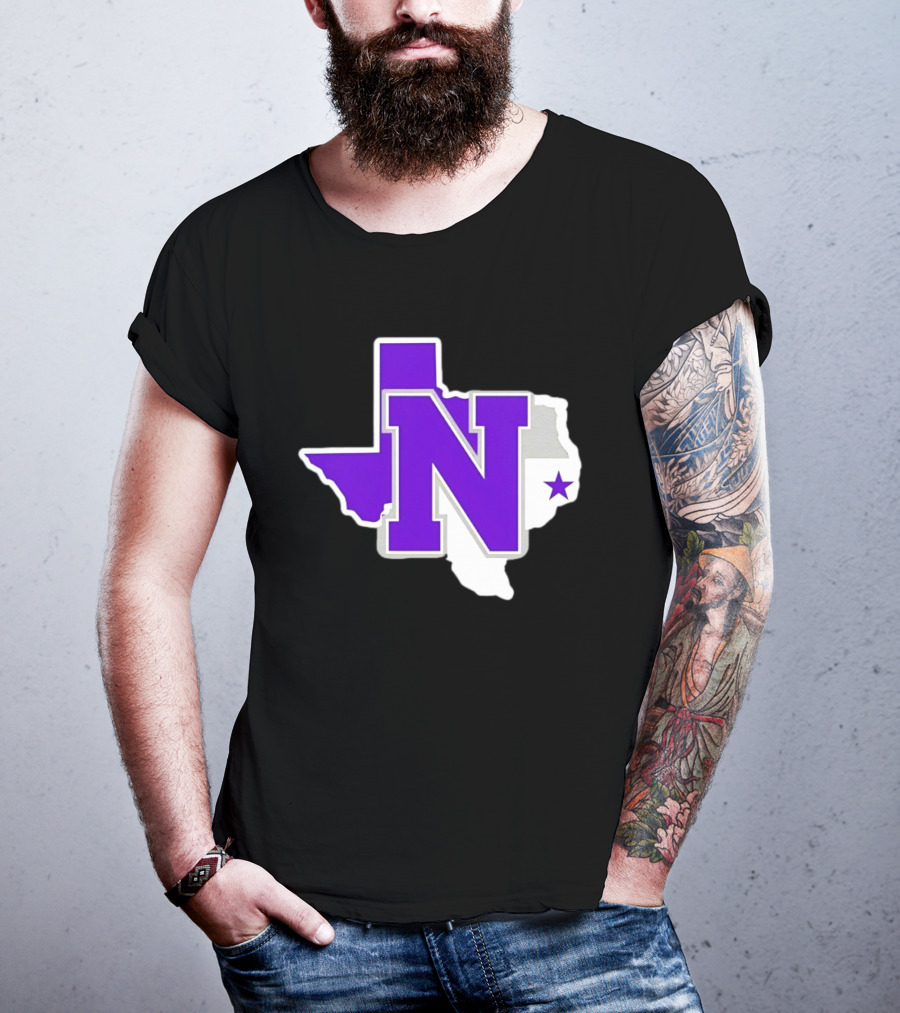 Norton High School Football Texas Map Purple N Star T-Shirt