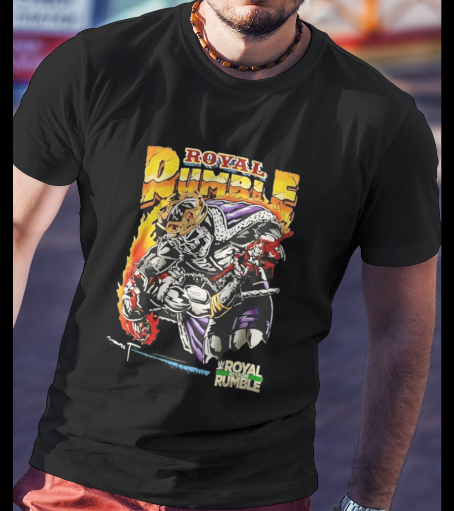 Royal Rumble Riyadh Boulevard Skeleton Crown Flame T-Shirt