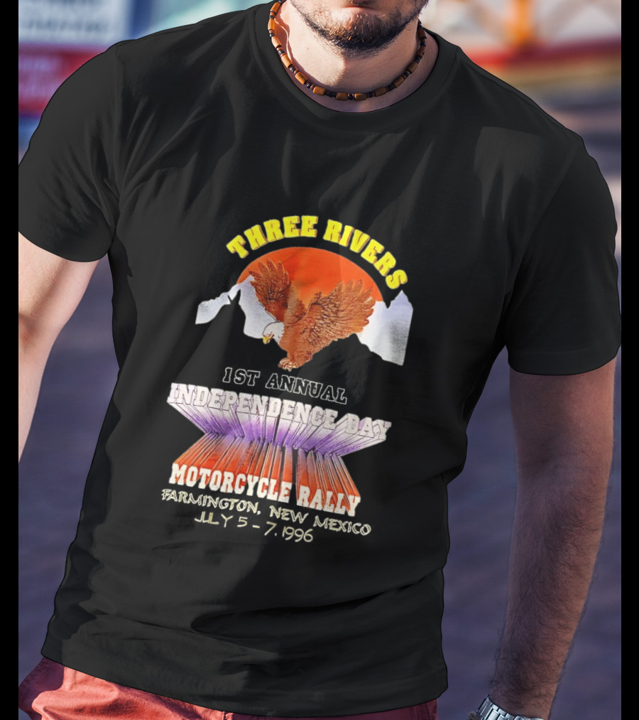 Three Rivers Independence Day Motorcycle Rally Bald Eagle Sunset T-Shirt