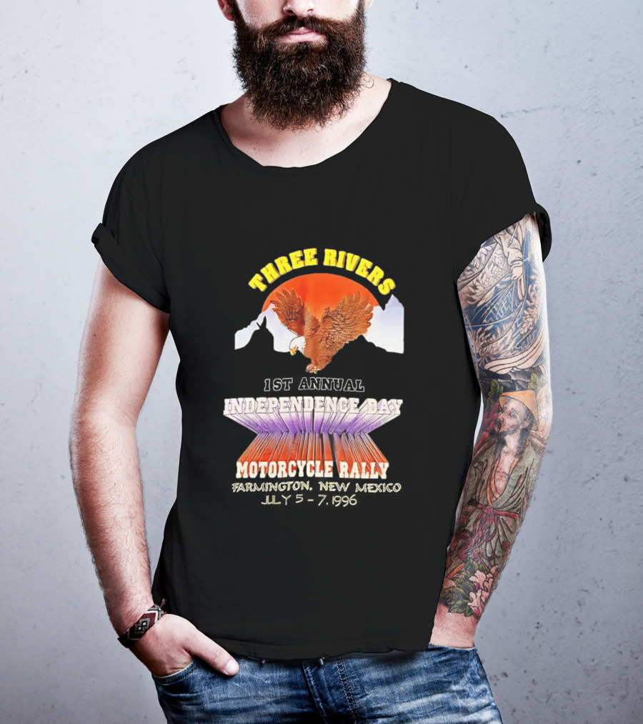 Three Rivers Independence Day Motorcycle Rally Bald Eagle Sunset T-Shirt