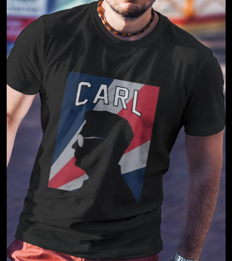 CARL Silhouette With Red And Blue Angled Stripes T-Shirt