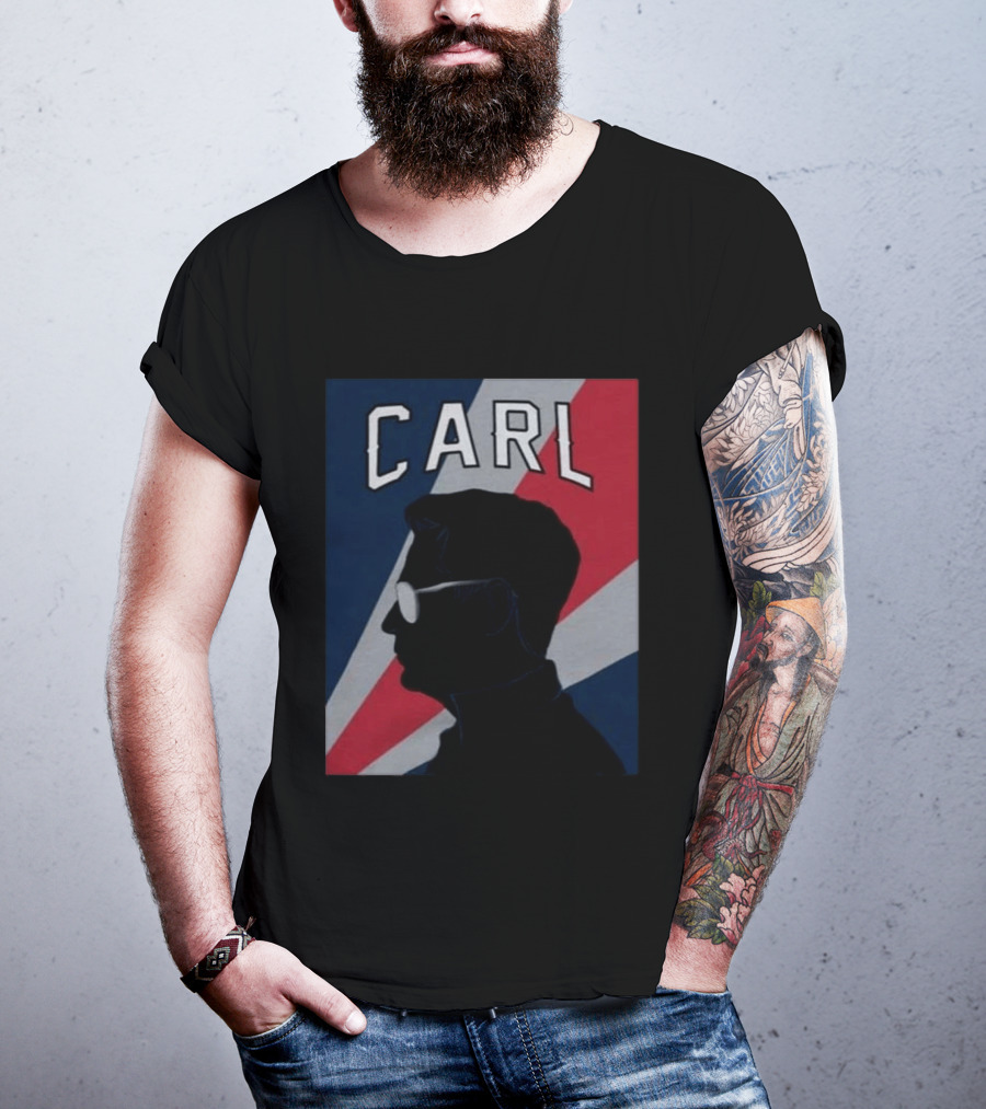 CARL Silhouette With Red And Blue Angled Stripes T-Shirt