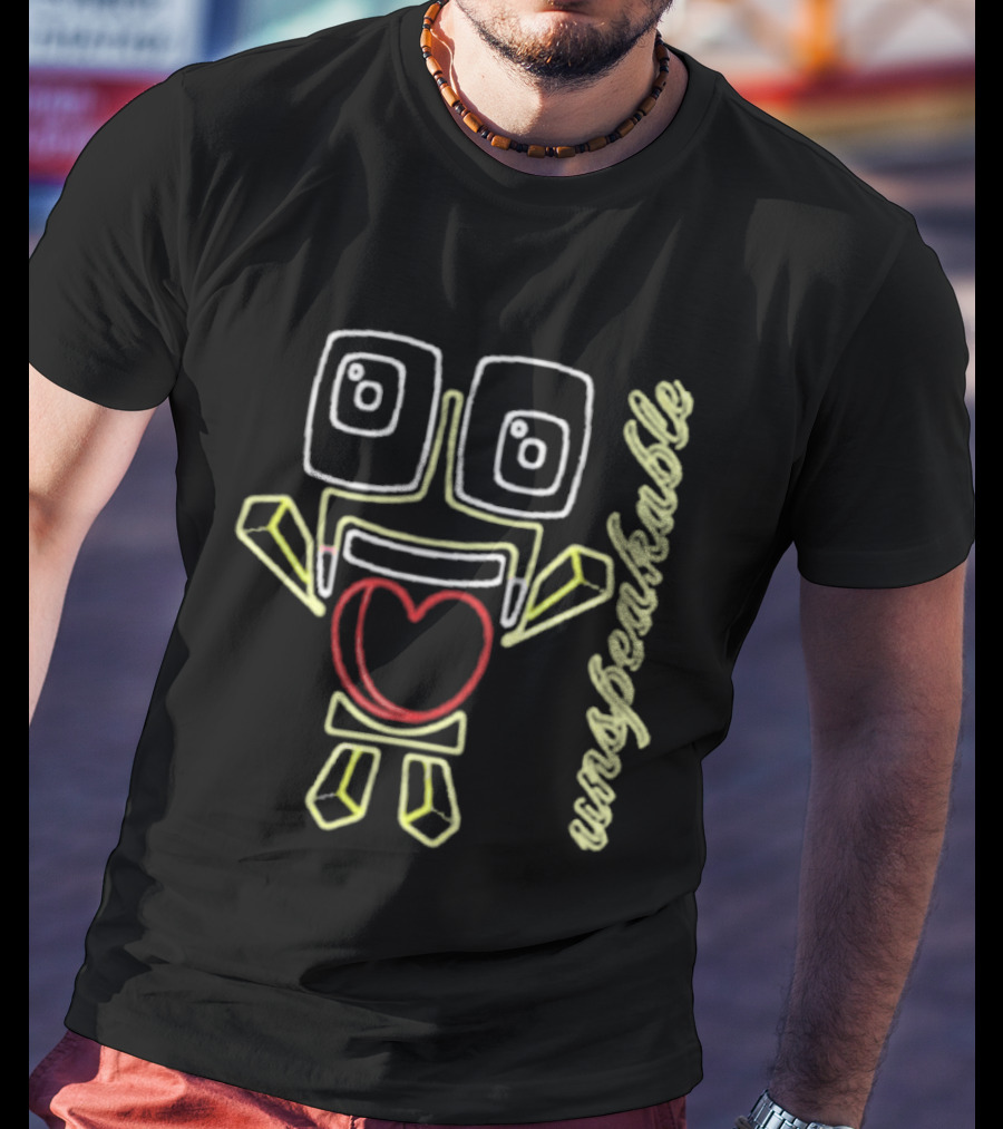 Unspeakable Love Neon Heart Robot Sketch T-Shirt