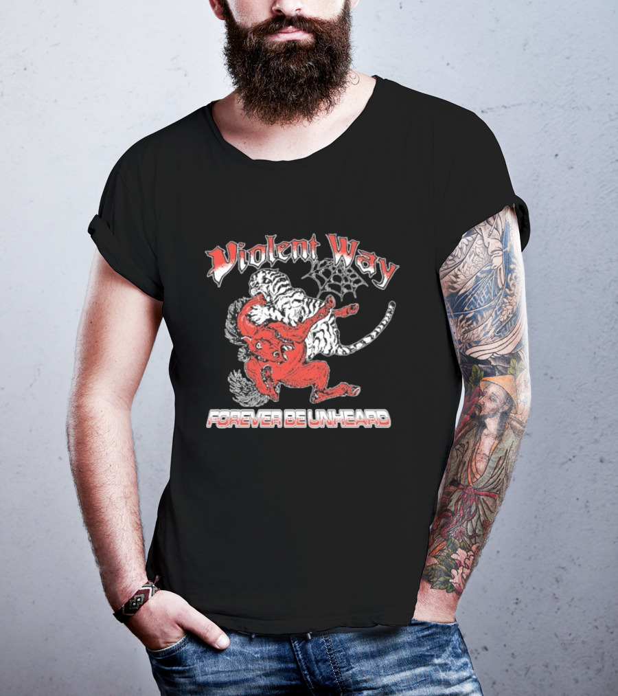 Violent Way Forever Be Unheard Tiger Red Devil Wrestling Tiger Spiderweb T-Shirt