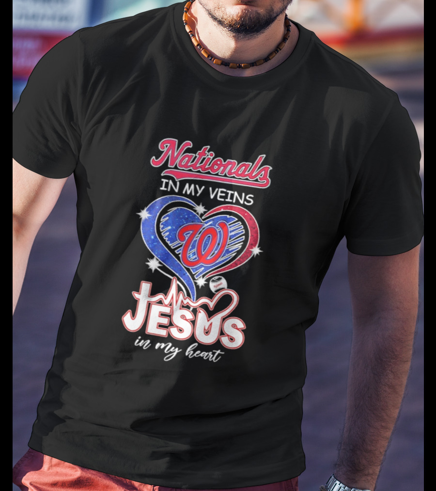 Nationals In My Veins W Heart Jesus In My Heart T-Shirt