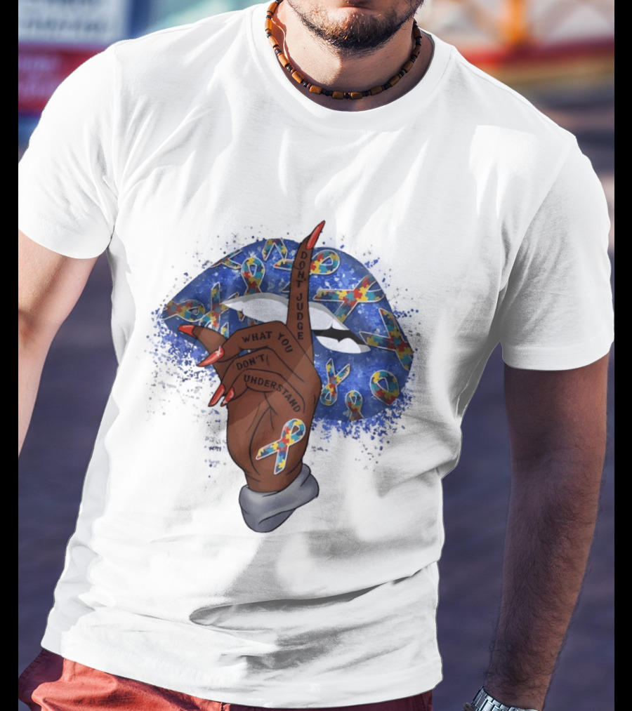 Love Support Acceptance Don't Judge What You Don't Understand Autism Awareness Ribbon T-Shirt