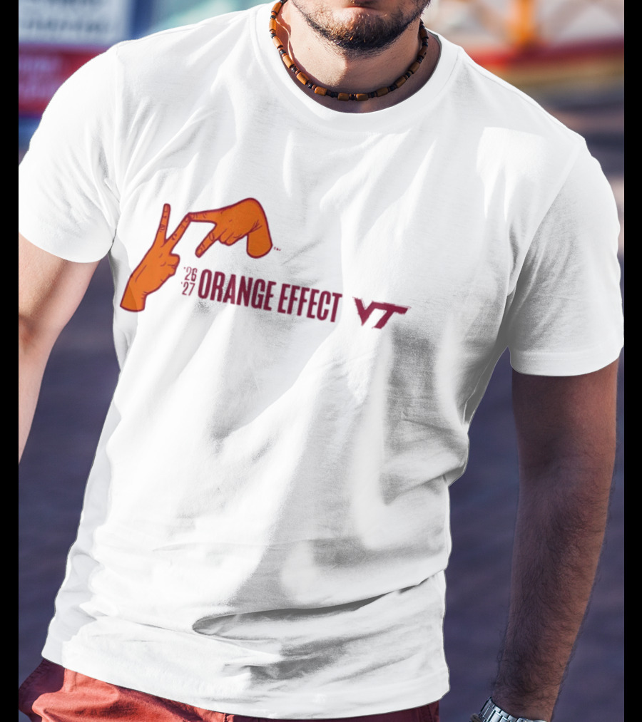 Virginia Tech Hokies 2026 2027 Orange Effect Hand Sign VT T-Shirt