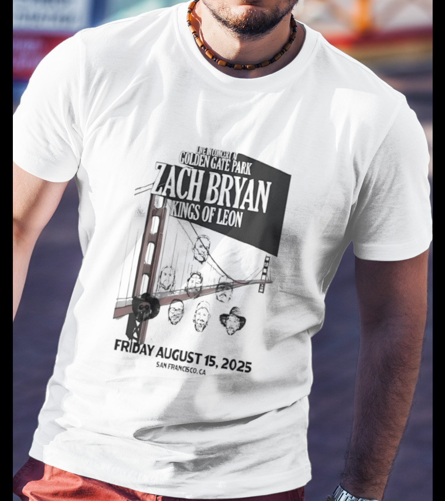 Zach Bryan Kings Of Leon Golden Gate Park San Francisco August 15 2025 Tour T-Shirt