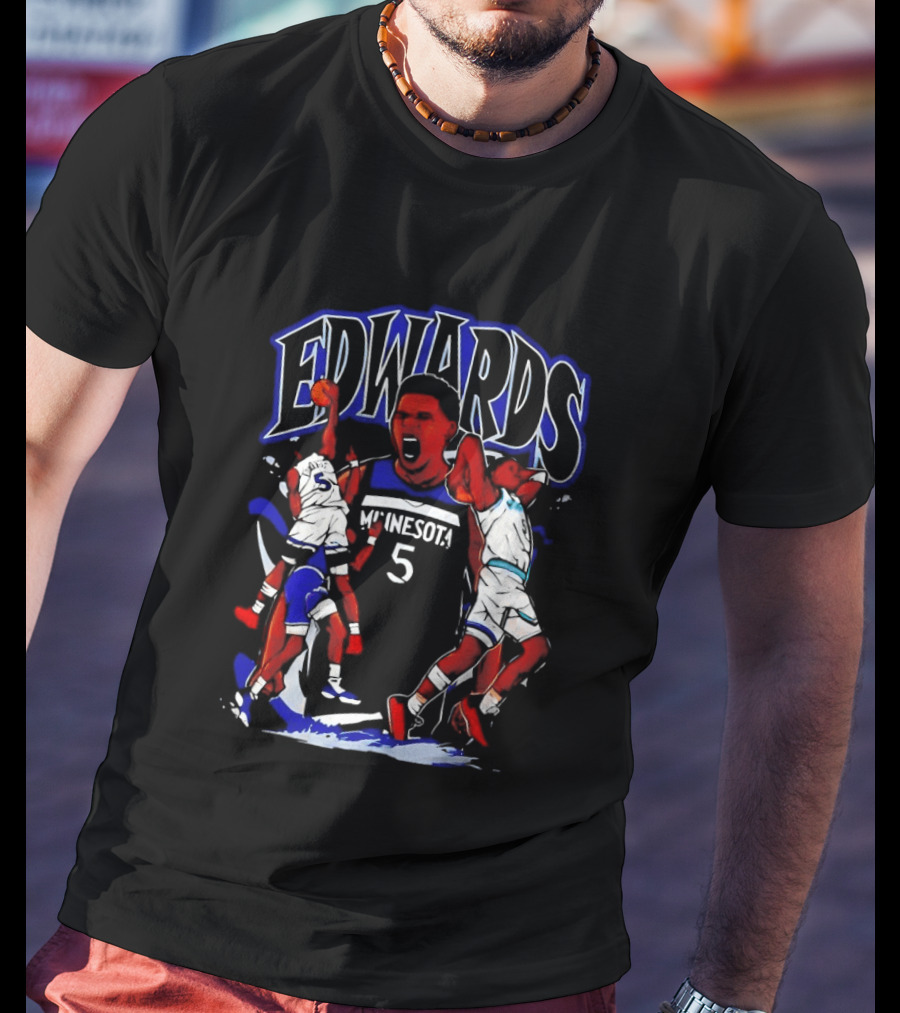 Edwards Minnesota 5 Anime Basketball Sports T-Shirt