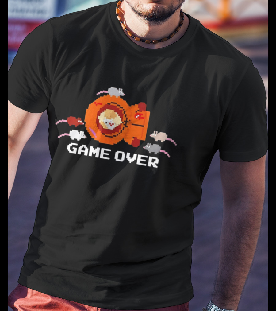 Astronaut Cat Game Over Pixel Art With Space Mice T-Shirt