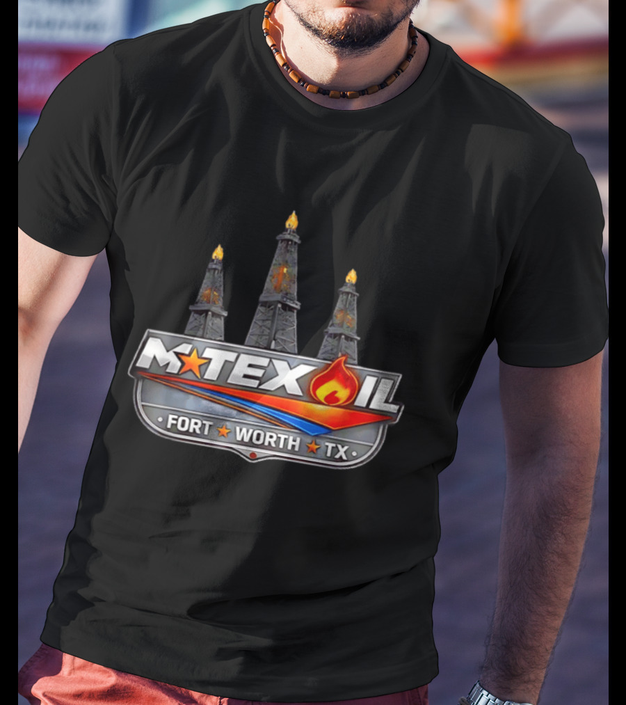 Mtex Oil Fort Worth TX Three Burning Oil Derricks T-Shirt