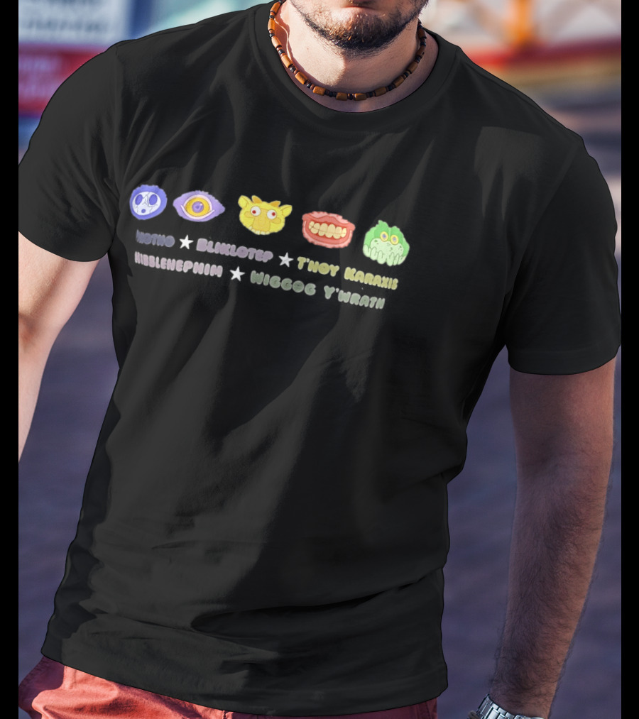 Wotno Bliklotep Τ'νου Karaxis Nibblenephim Wiggog Y'wrath Monster Faces T-Shirt