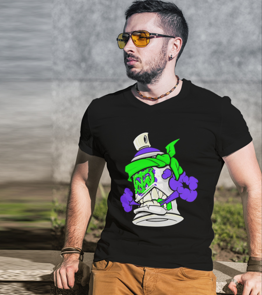 Trey Miguel Graffiti Spray Paint Can Cartoon Bandana T-Shirt