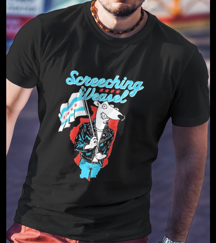 Screeching Weasel Chicago Flag Punk T-Shirt