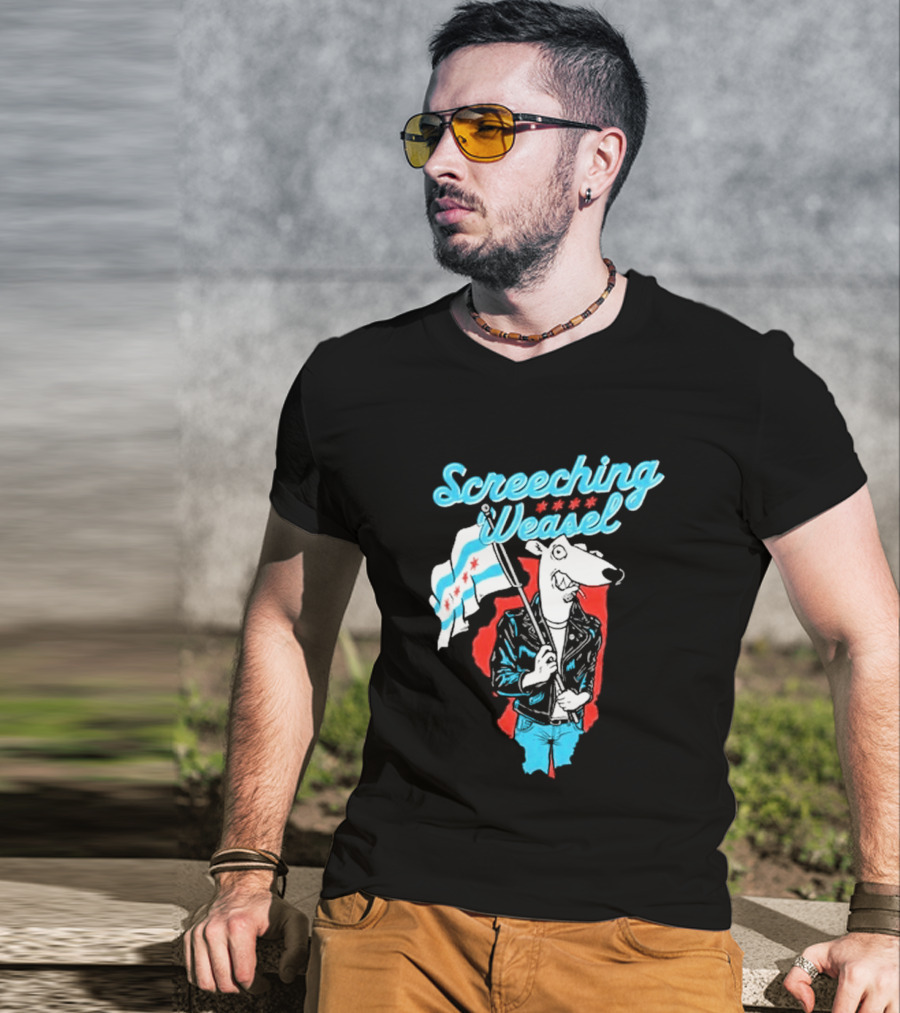 Screeching Weasel Chicago Flag Punk T-Shirt