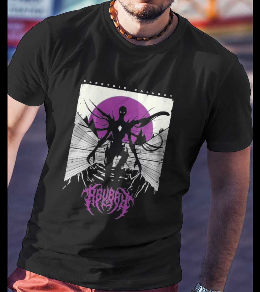 Electric Callboy Revery Creature Monster Skeleton Neon Pink Sunburst T-Shirt