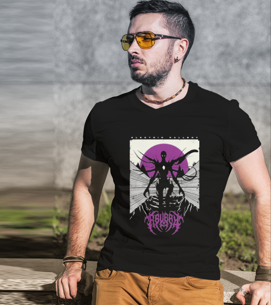 Electric Callboy Revery Creature Monster Skeleton Neon Pink Sunburst T-Shirt