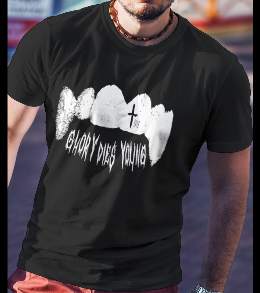 YDG Fang Glory Dies Young Teeth Graphic Cross T-Shirt